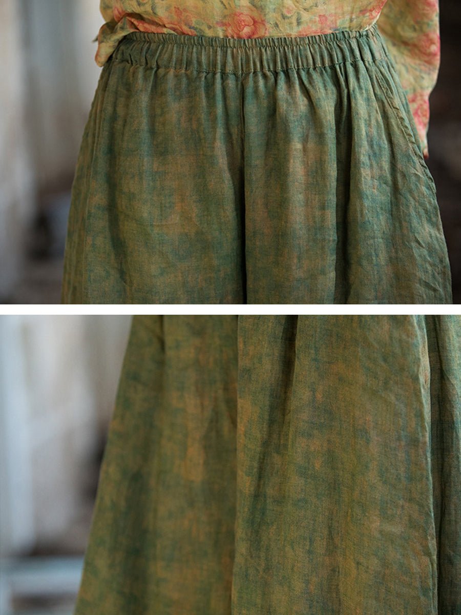 Women Vintage Summer Thin Tie-dye Wide-leg Pants