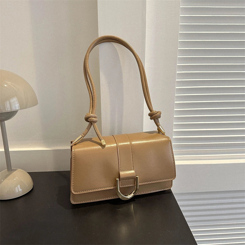 Women's Pu Leather Solid Color Basic Classic Style Square Magnetic Buckle Crossbody Bag Underarm Bag