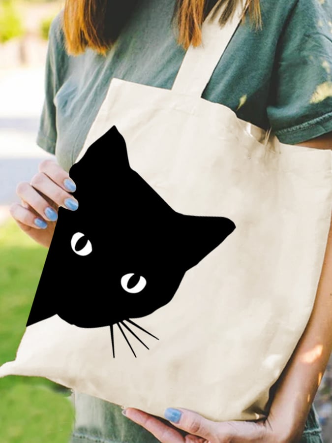 Funny Black Cat Canvas Bag