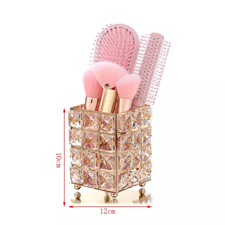 Crystal Brush Holder In Golden Colour