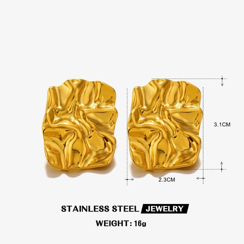 1 Pair Minimalist Classic Style Geometric Square Oval Polishing 304 Stainless Steel 18K Gold Plated Ear Studs