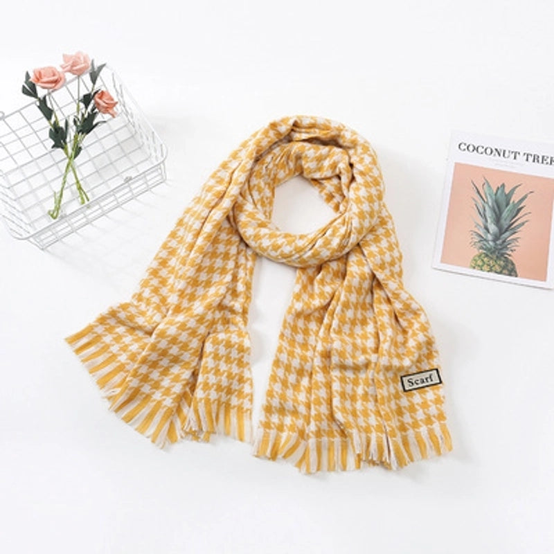 Women'S Fashion Plaid Imitation Cashmere Tassel Scarf