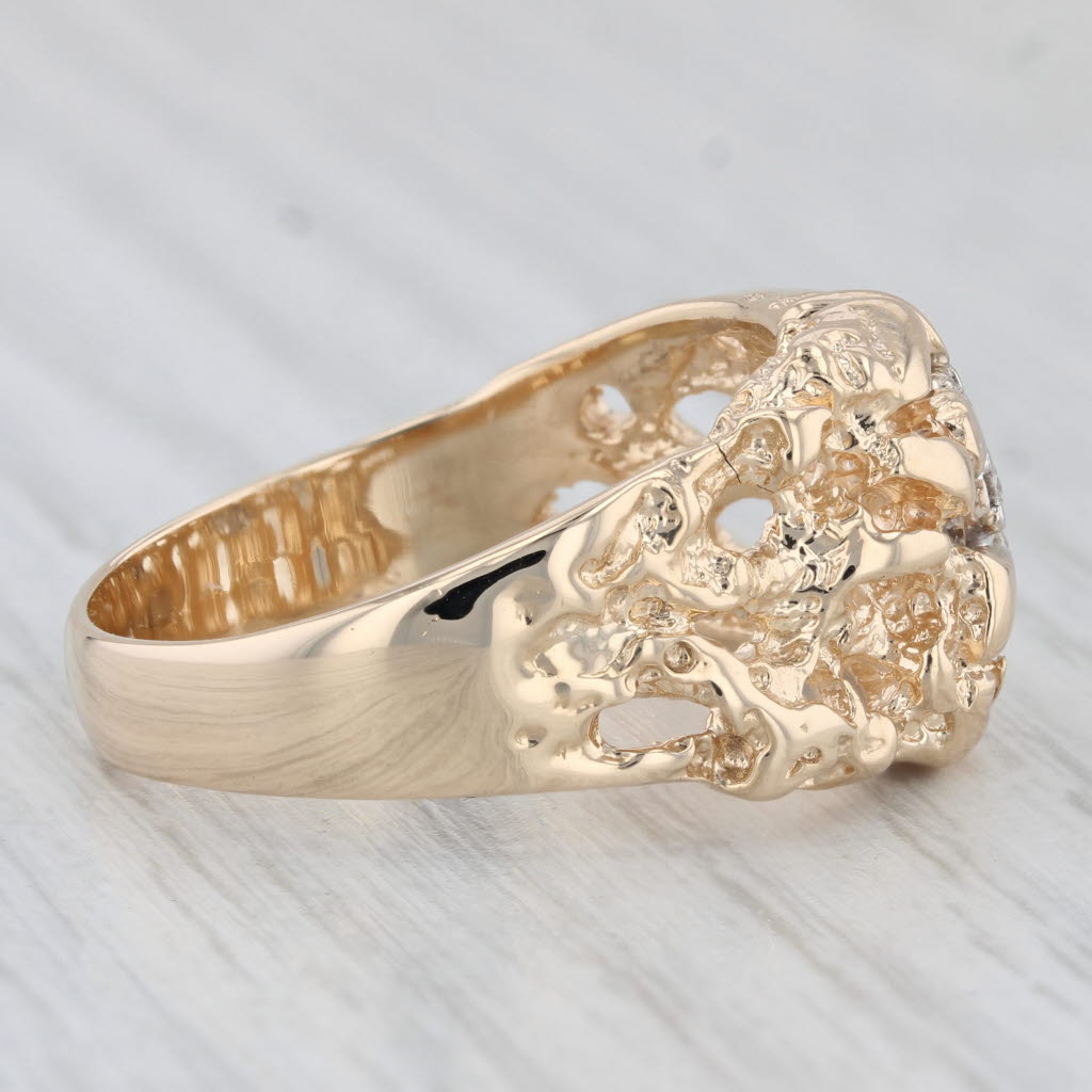 0.20ctw Diamond Cluster Nugget Ring 14k Yellow Gold Size 10.5 Men's