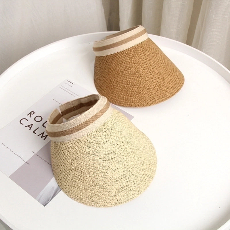 Women's Elegant Classic Style Color Block Wide Eaves Sun Hat