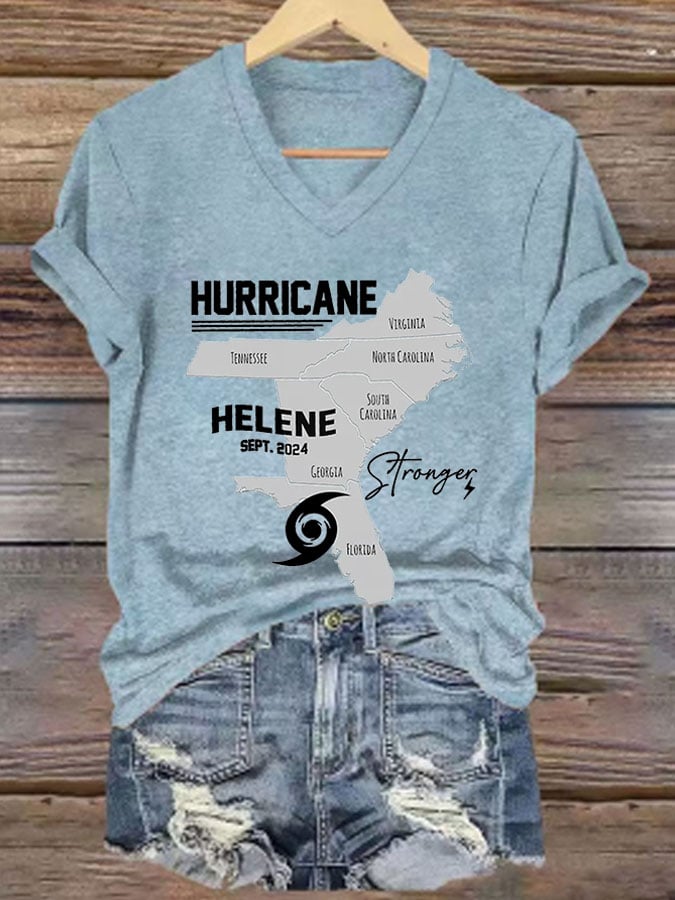 Women's Hurricane Helene Strong Print Casual T-Shirt