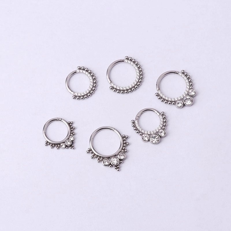 316 Stainless Steel  Fashion Inlaid Zircon Geometric Nose Ring
