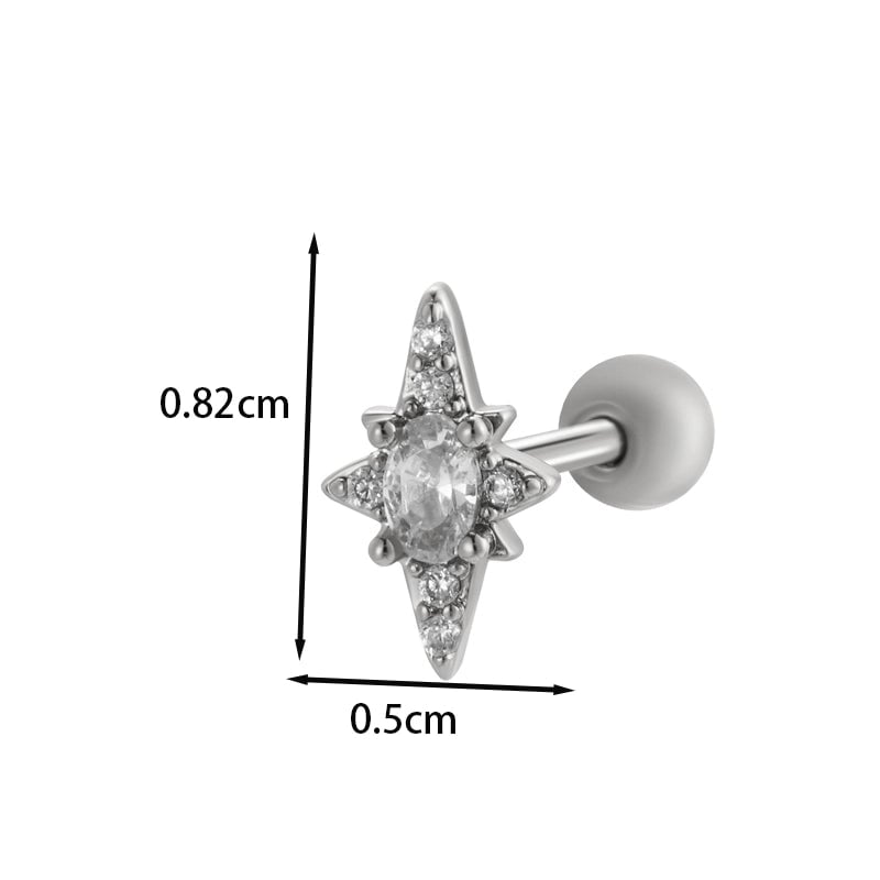 1 Piece Ear Cartilage Rings & Studs IG Style French Style  Water Droplets Flower Copper Inlay Zircon