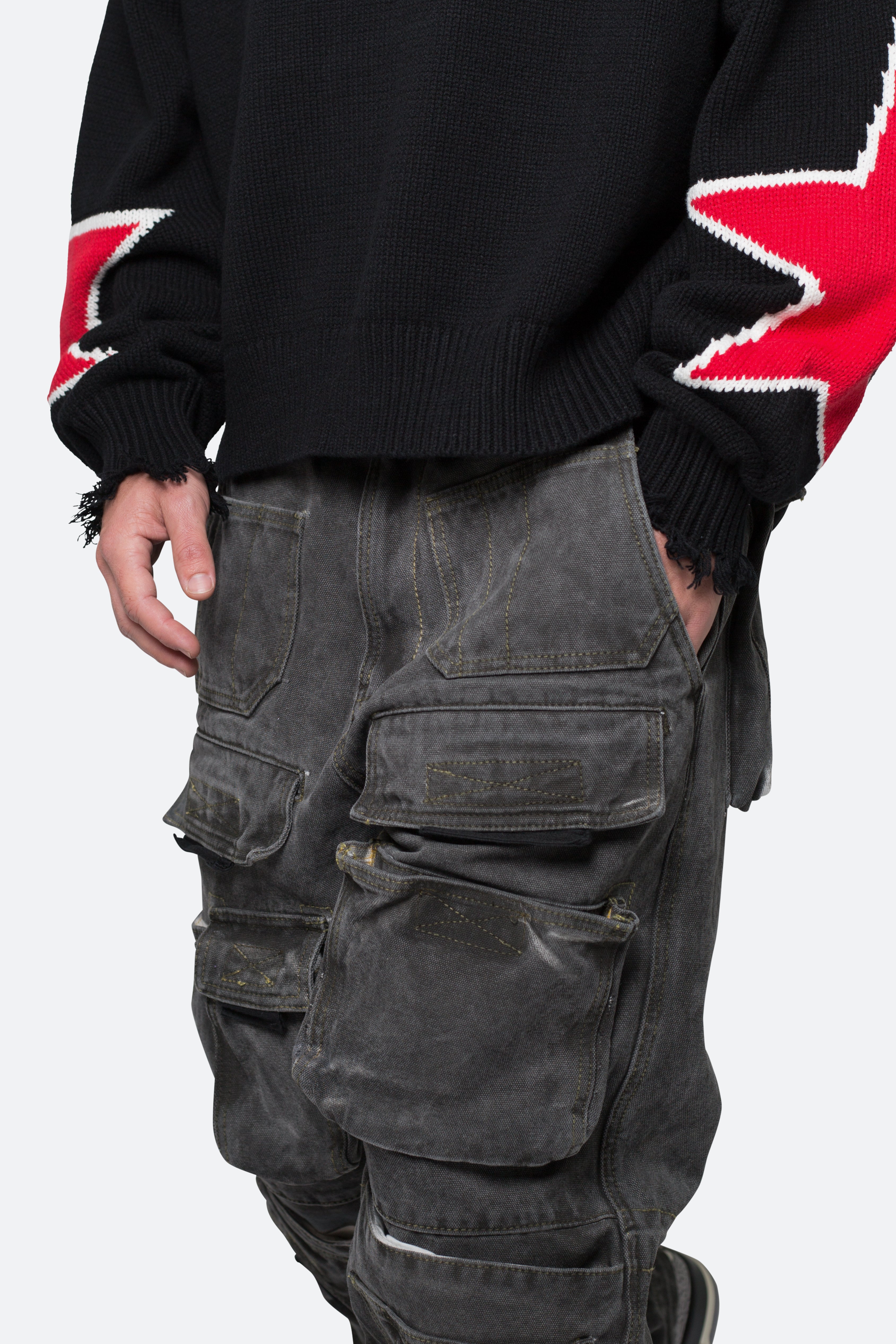 Ultra Baggy Spray Cargo Denim - Black