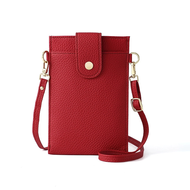 Women's Pu Leather Solid Color Classic Style Square Flip Cover Phone Wallets