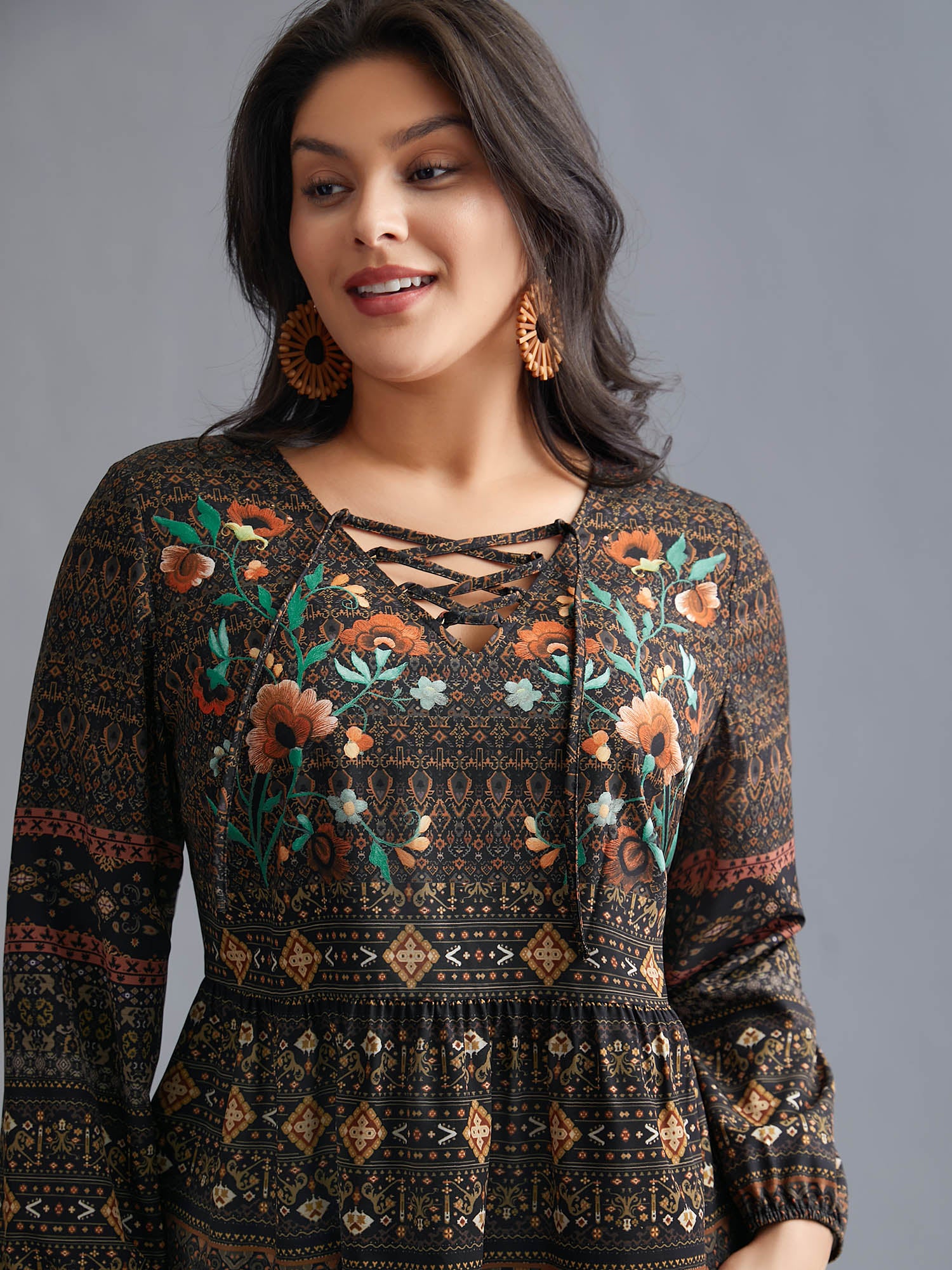 Floral Bandana Crisscross Blouse