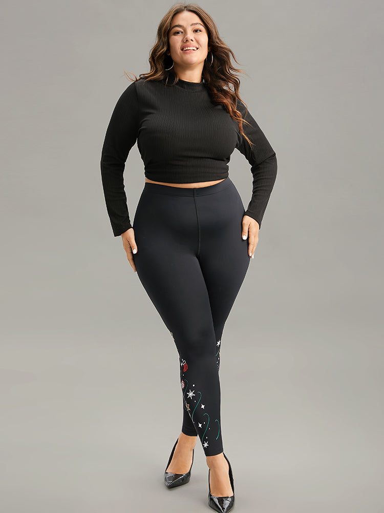 Christmas Print High Rise Skinny Leggings