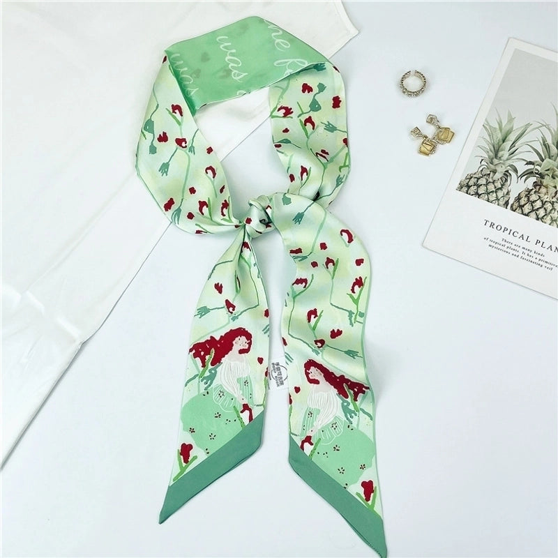 Women's Sweet Flower Satin Silk Scarves
