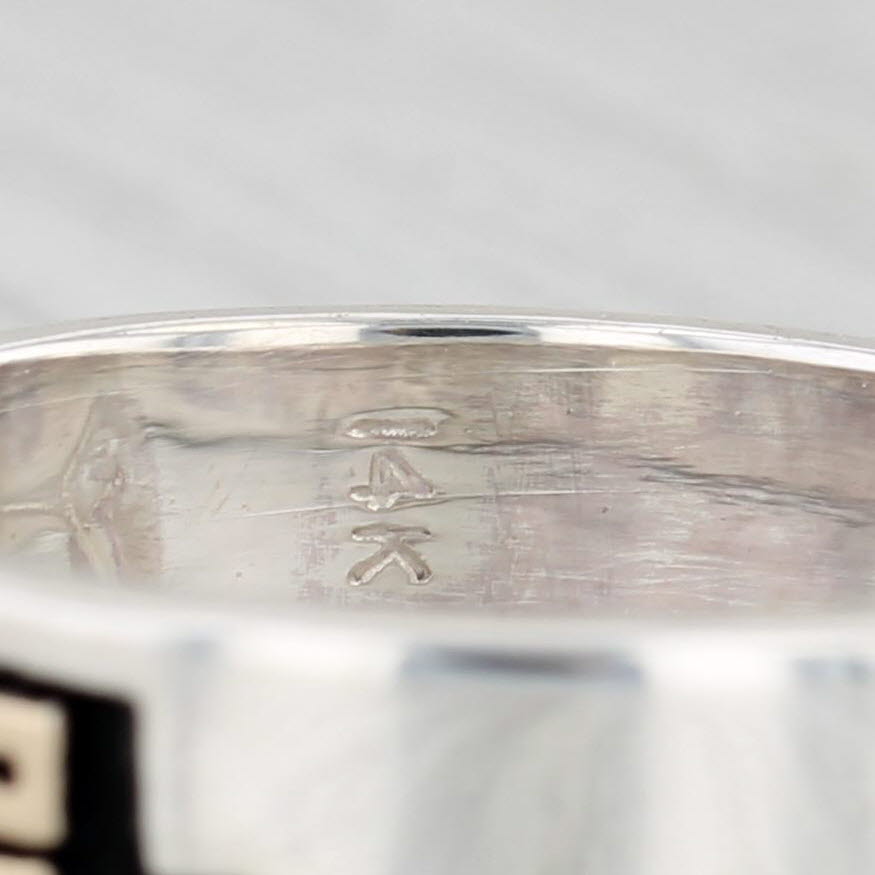Native American Scott Skeet Patterned Ring Sterling Silver 14k Gold Band