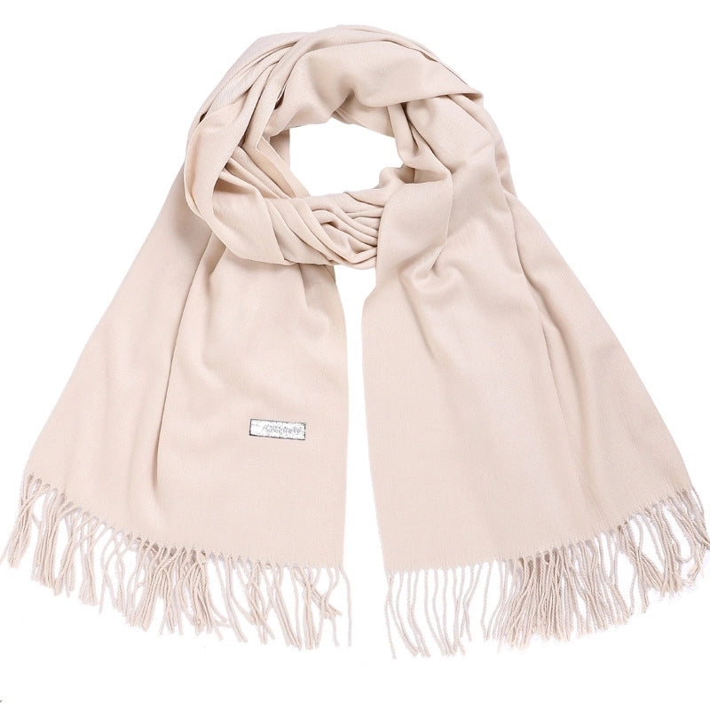 Women's Minimalist Tassel Solid Color Imitation Cashmere Scarf