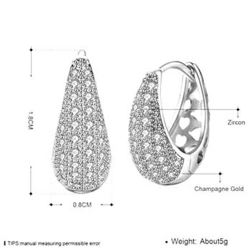 Minimalist Oval Copper Inlay Zircon Earrings 1 Pair
