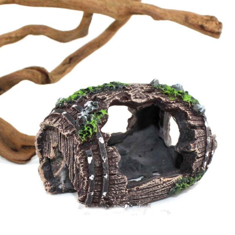 Resin Barrel Hide Cave Ornament For Aquarium