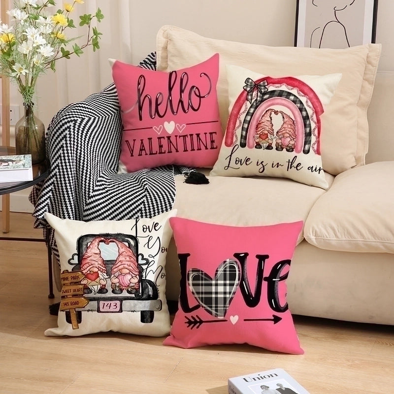 Cute Retro Heart Shape Linen Pillow Cases