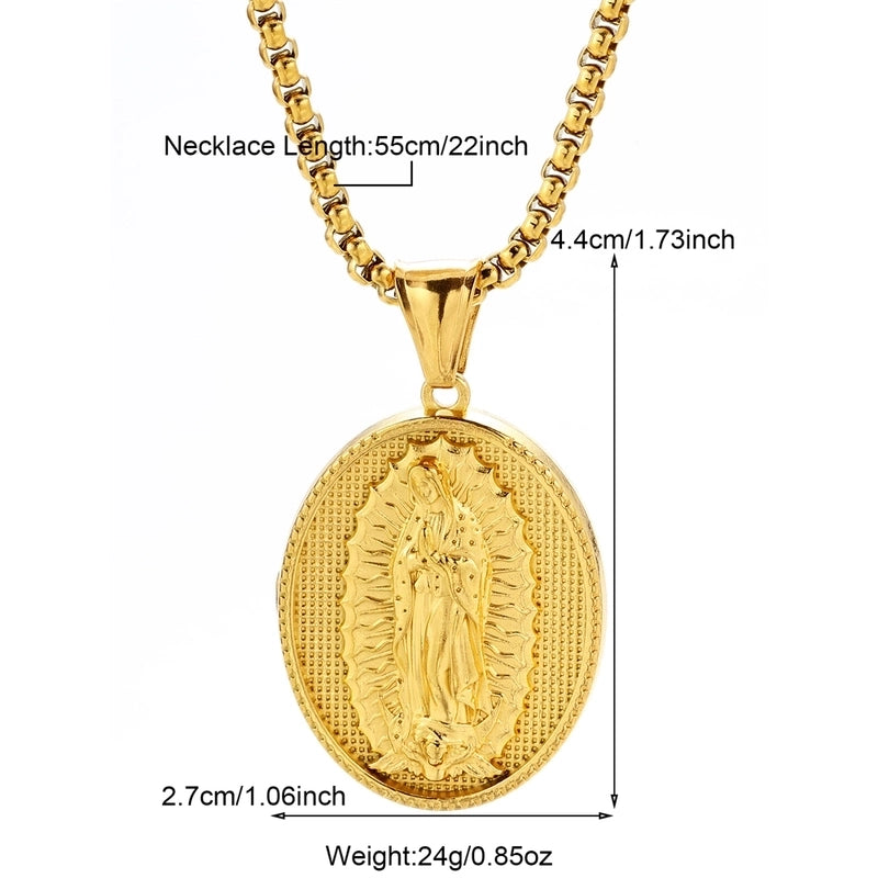 Modern Style Classic Style Portrait Cross Solid Color 304 Stainless Steel 18K Gold Plated Round Pendant Necklace