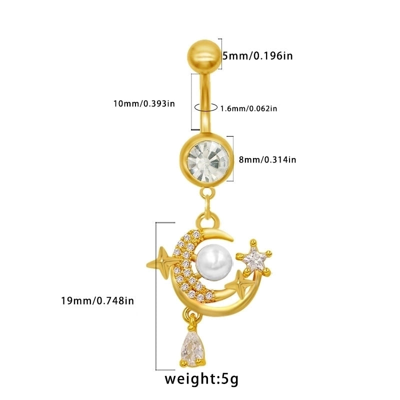 1 Piece Belly Rings Sexy Classic Style Star Heart Shape Butterfly 316L Stainless Steel  Alloy Inlay Resin Rhinestones Glass Gold Plated