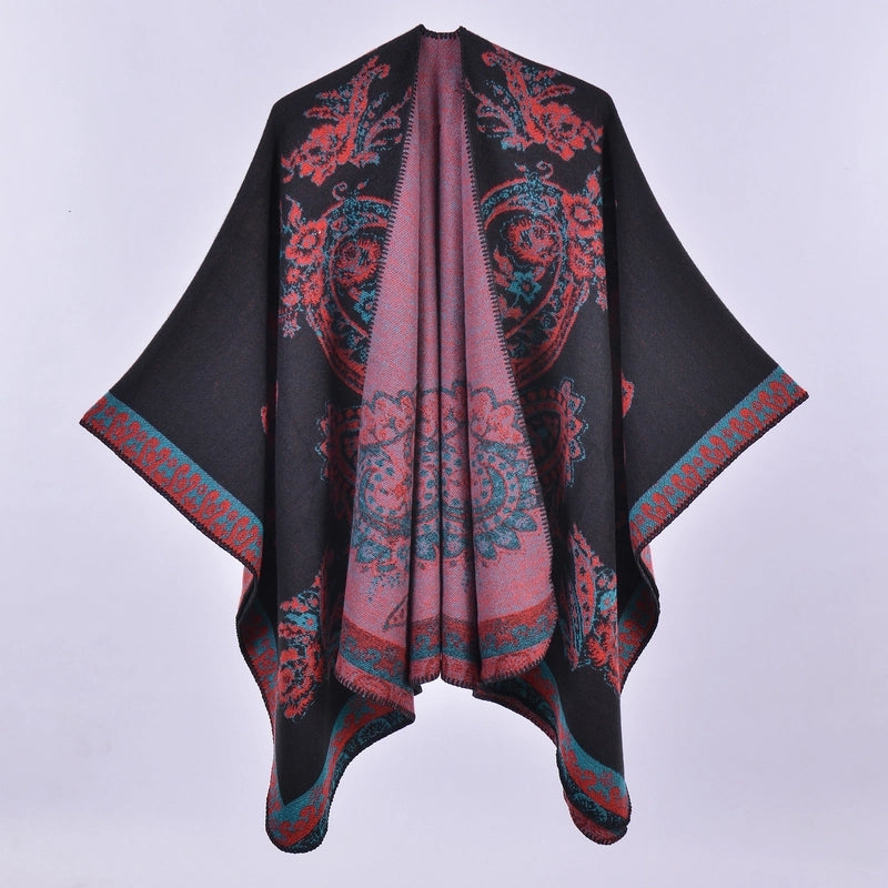 Women's Scarf Shawl Creative New Fashion Cashmere Jacquard Split Thickened Large Cloak Air Conditioning Warm Shawl