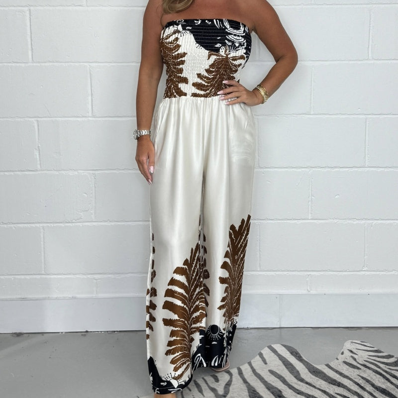 💕HOT SALE 50% OFF💕Women’s Sexy Summer Print Loose Fit Strapless Jumpsuit
