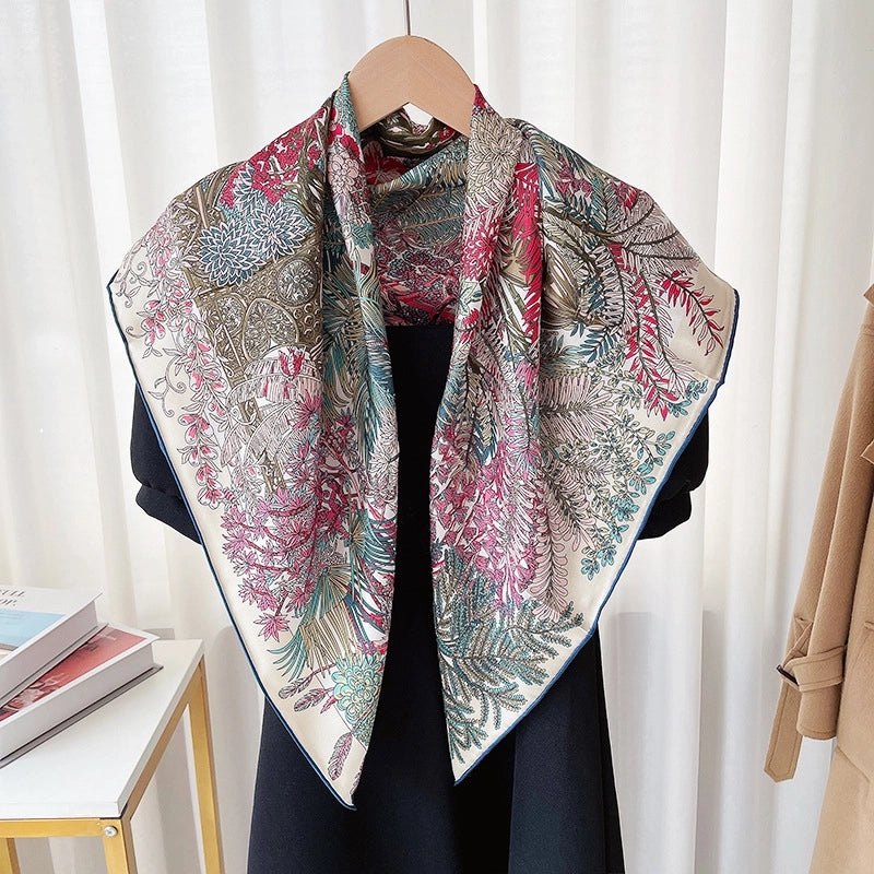 Women's Elegant Lady Printing Silk Twill Printing (Printing) Silk Scarf