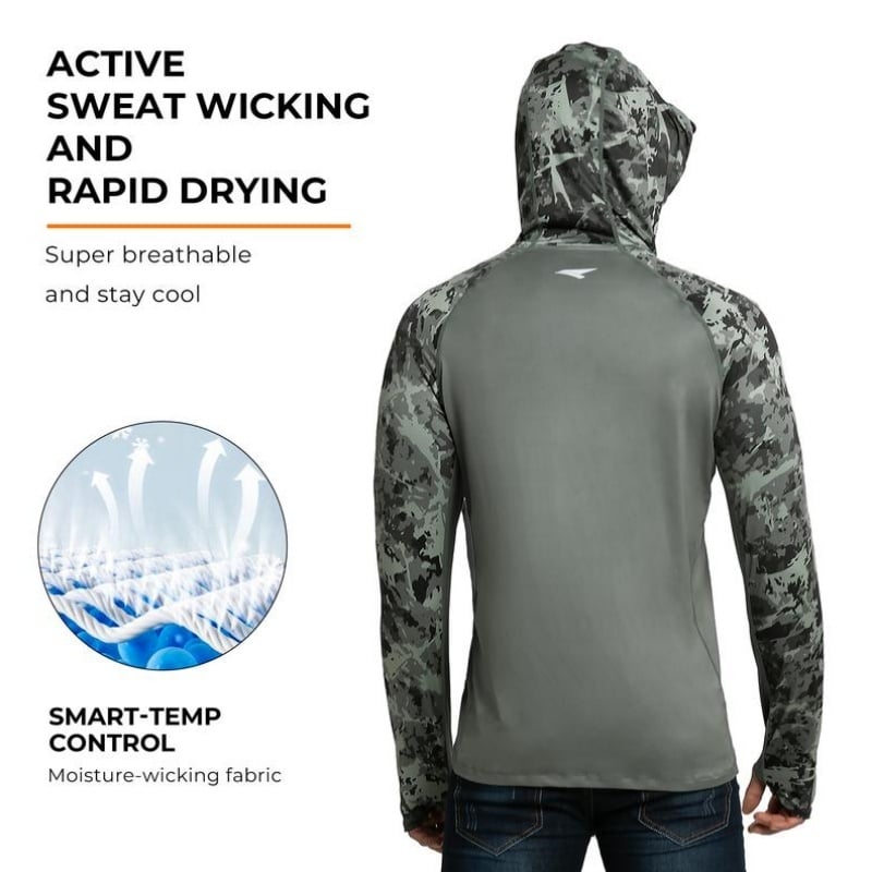 UPF 100+ Sun Protection Hoodie Shirts with UV Detection