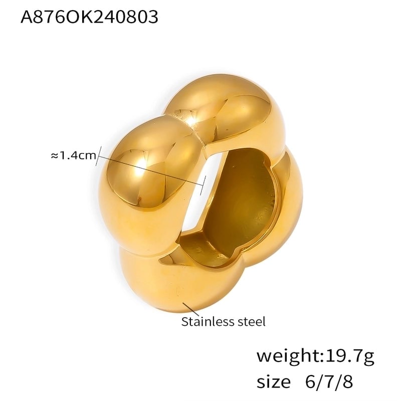 Elegant Exaggerated Minimalist Geometric 304 Stainless Steel 18K Gold Plated Plating Rings