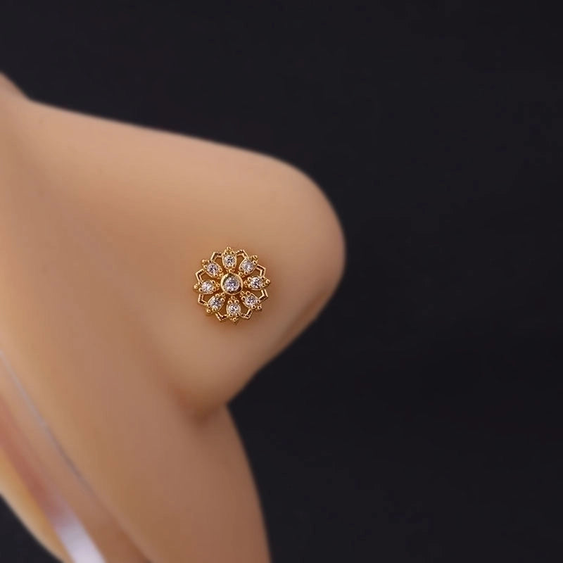 Nose Rings & Studs Fashion Flowers Butterfly 316L Stainless Steel  Copper Plating Inlay Zircon
