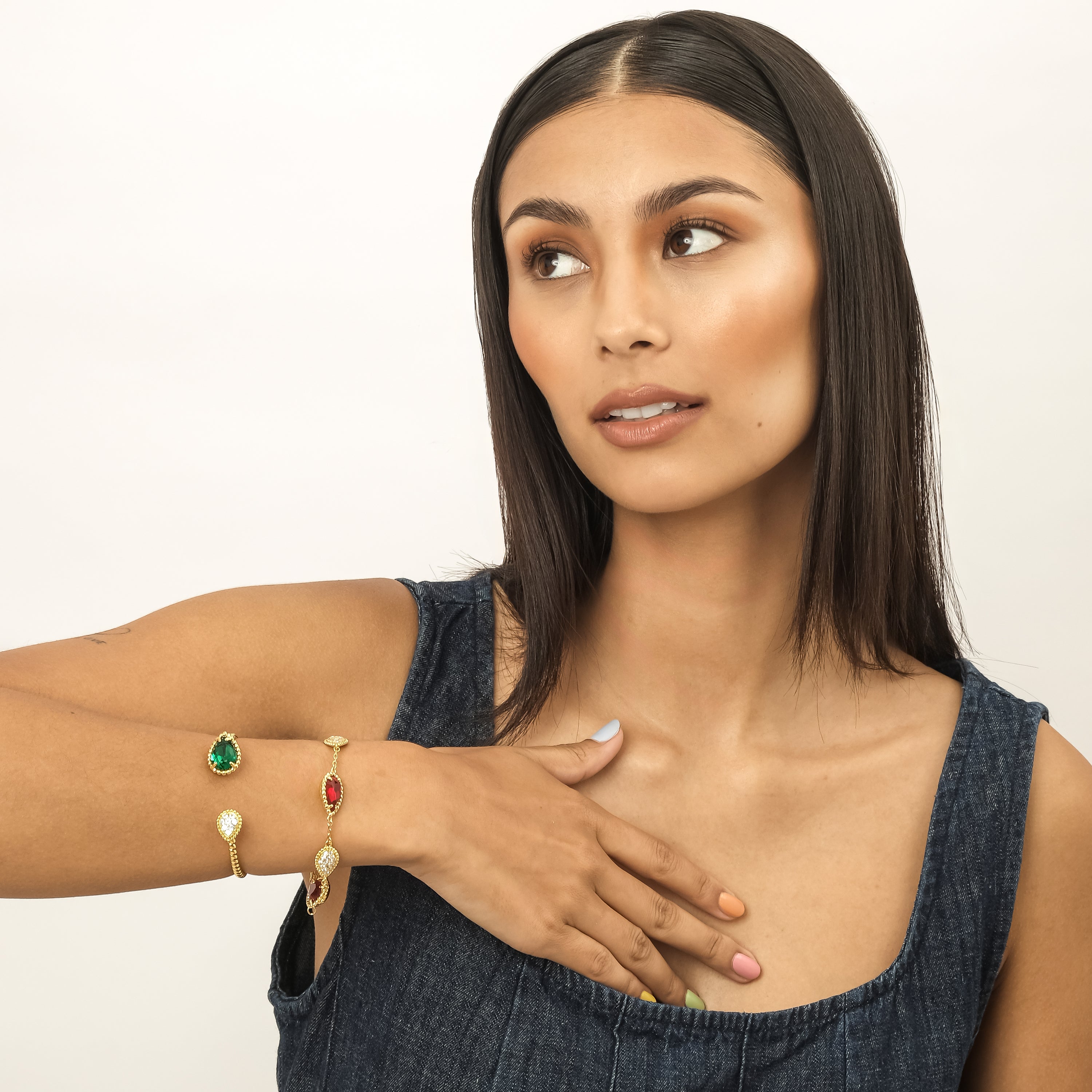Arava CZ Bangle (18K Gold Brass. Forest)
