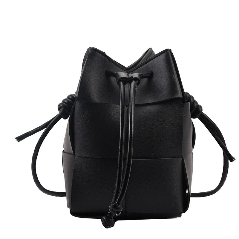 Women's Mini Pu Leather Solid Color Streetwear String Bucket Bag