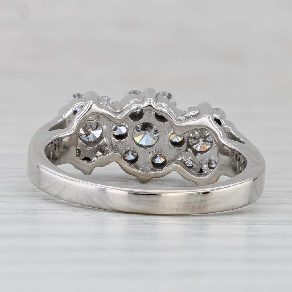 0.59ctw Diamond Flower Clusters Ring 14k White Gold Size 7.25 Engagement