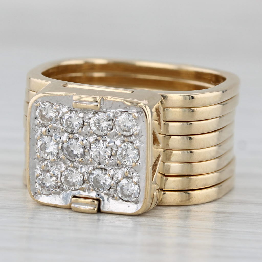 0.40ctw Diamond Ring Convertible 6.5 Bracelet 14k Yellow Gold Size 6