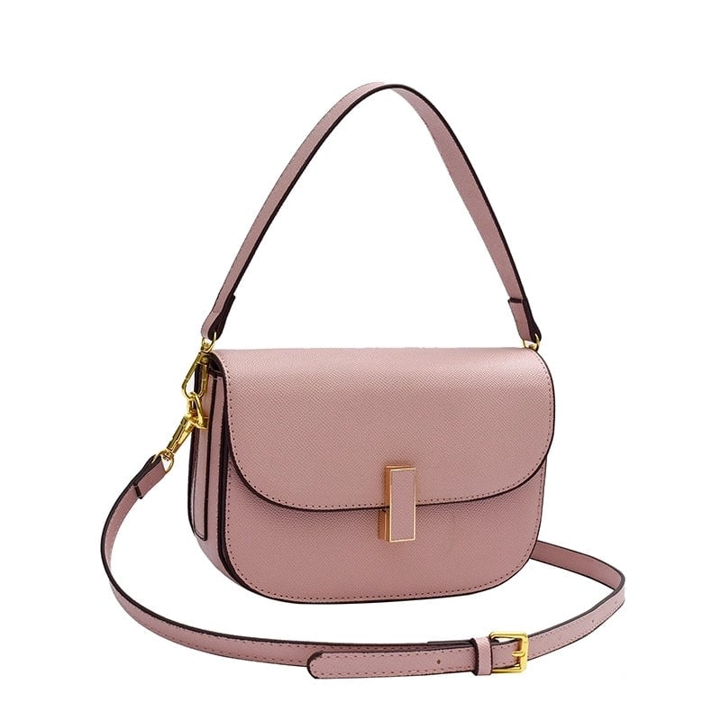 Women's Small Pu Leather Solid Color Streetwear Square Lock Clasp Handbag