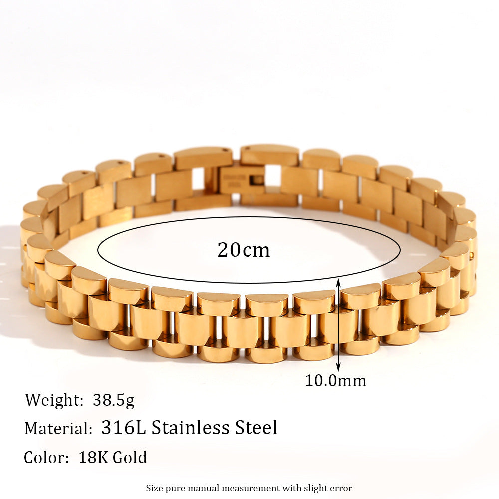 Minimalist Women Circle Geometric Stainless Steel 18K Gold Plated Bracelets