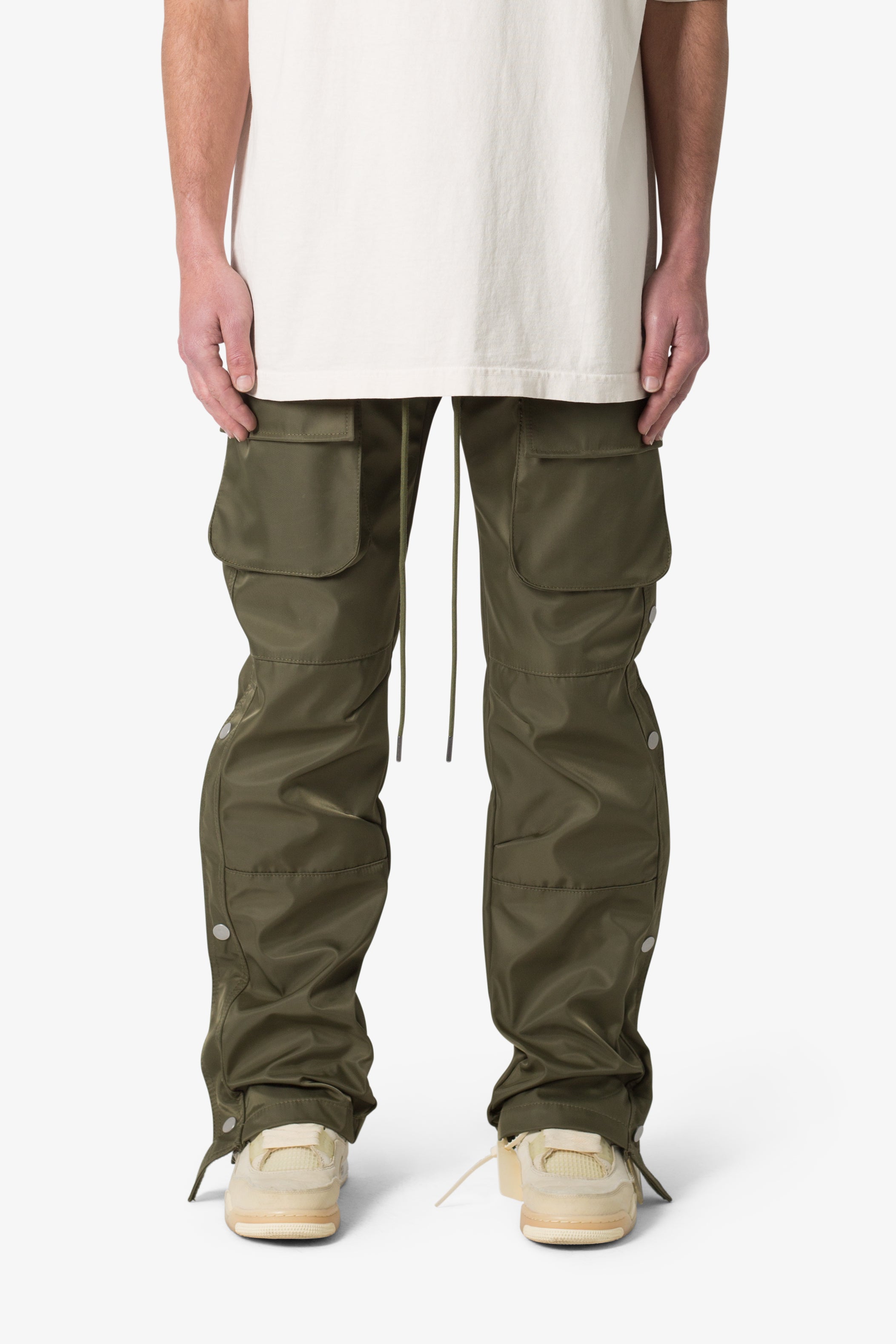 Snap Front Cargo Pants - Olive