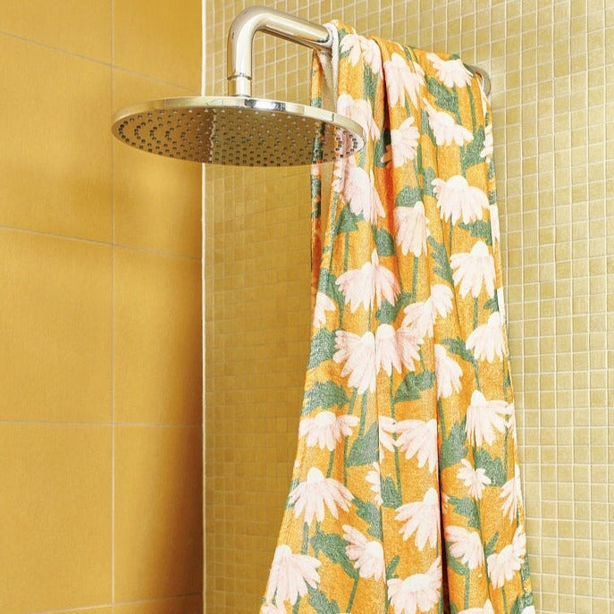 Daisy Bunch Mustard Printed Terry Bath Towel