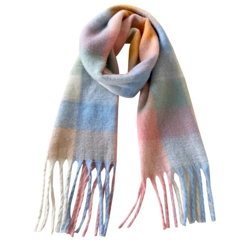 Women's Minimalist Lattice Imitation Cashmere Tassel Scarf