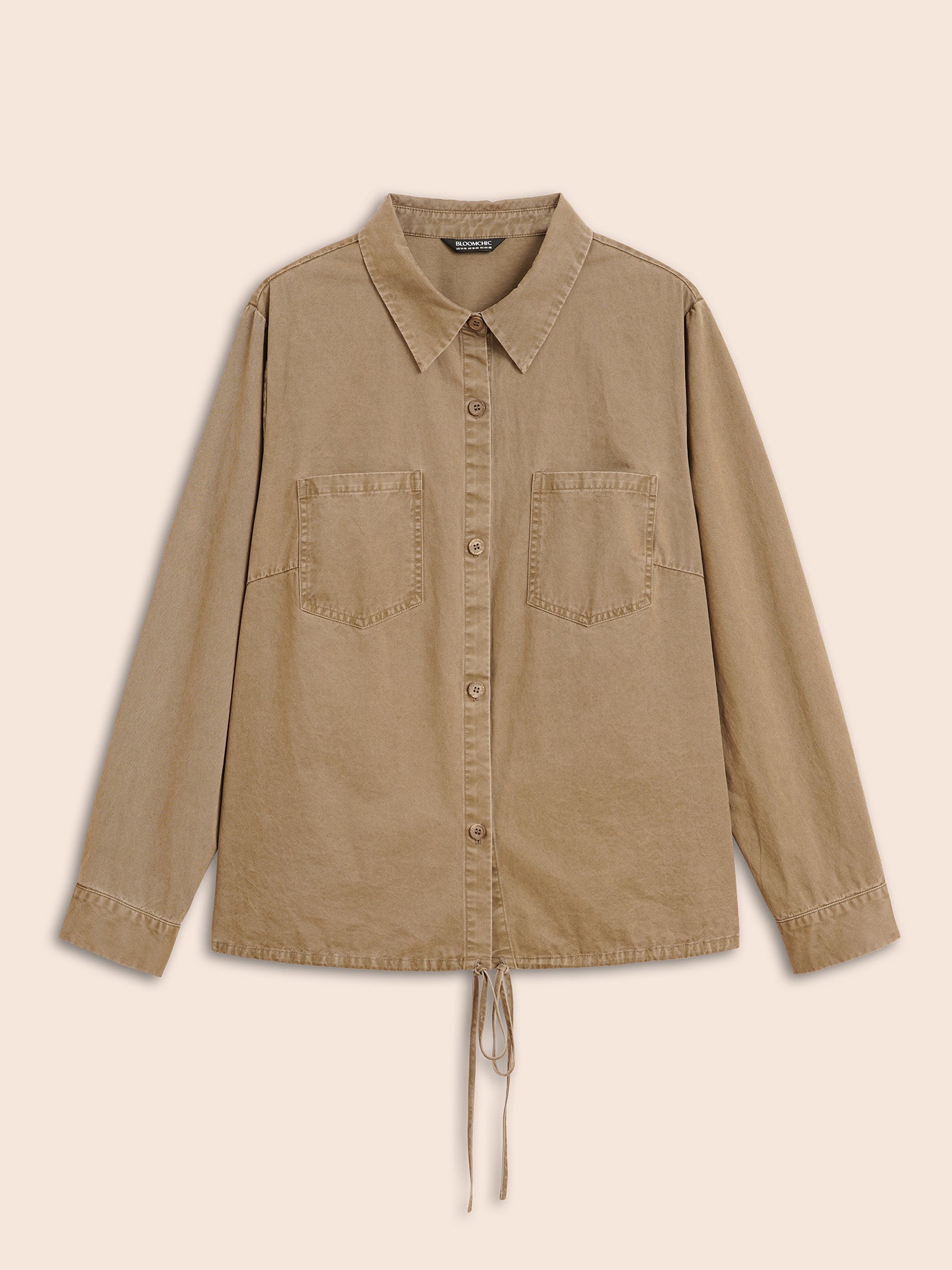 Vintage Patched Pocket Drawstring Shirt