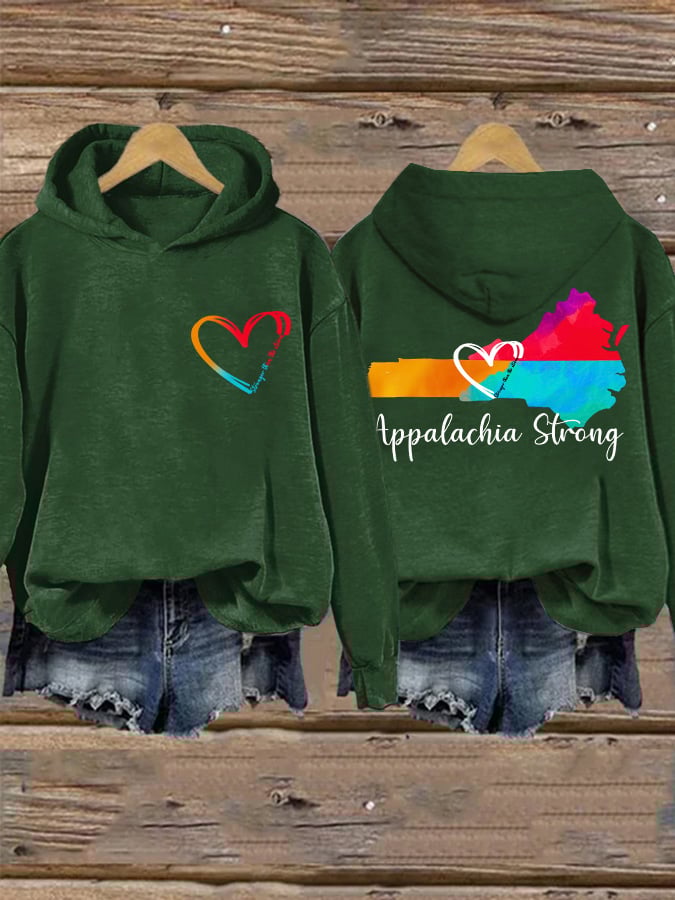 Retro Appalachia Strong Stronger Than The Storm Print Hoodie