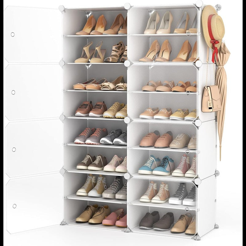 2 Column 8 Layer 8 Door Shoe Rack. Portable Shoe Rack with Door