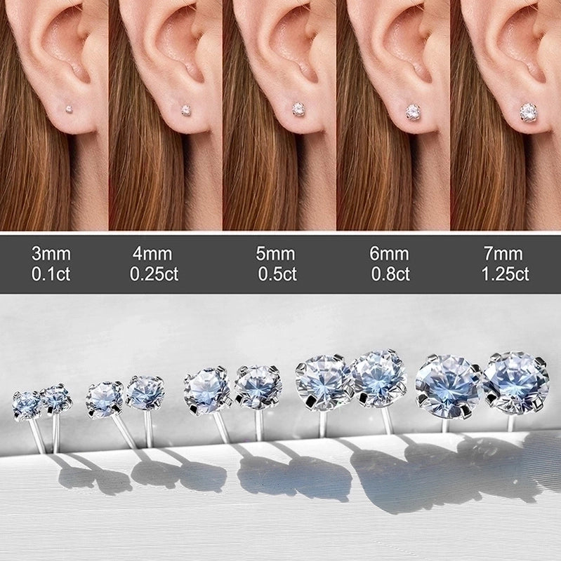 Minimalist Round Stainless Steel Inlay Zircon Ear Studs 1 Piece