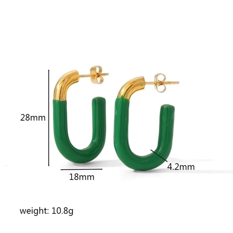1 Pair Minimalist U Shape Polishing Plating 304 Stainless Steel 18K Gold Plated Hoop Earrings