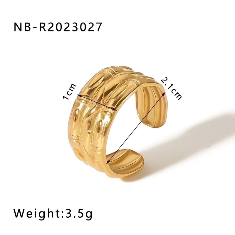 Stainless Steel 18K Gold Plated IG Style Basic Minimalist Plating Four Leaf Clover Heart Shape Flower Open Rings