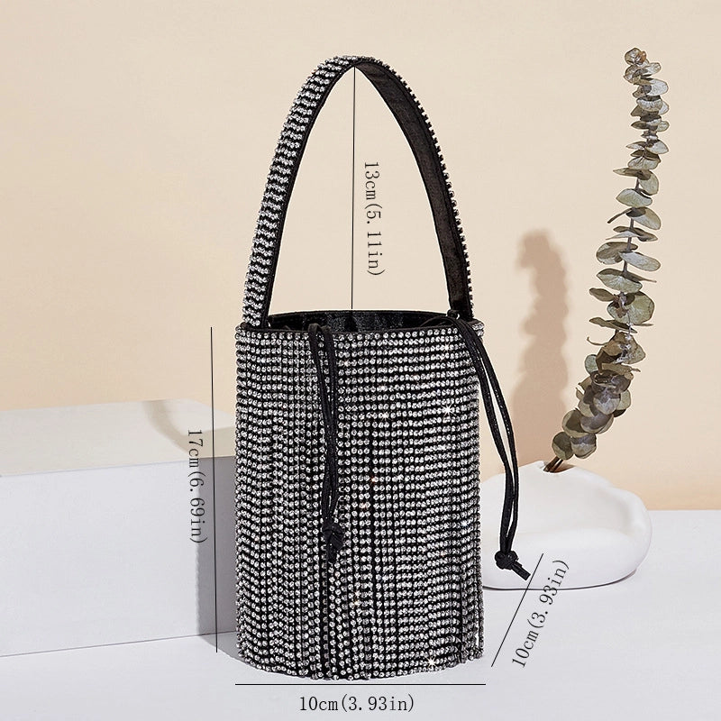 Silver Black Gold Fiber Solid Color Cylindrical Evening Bags
