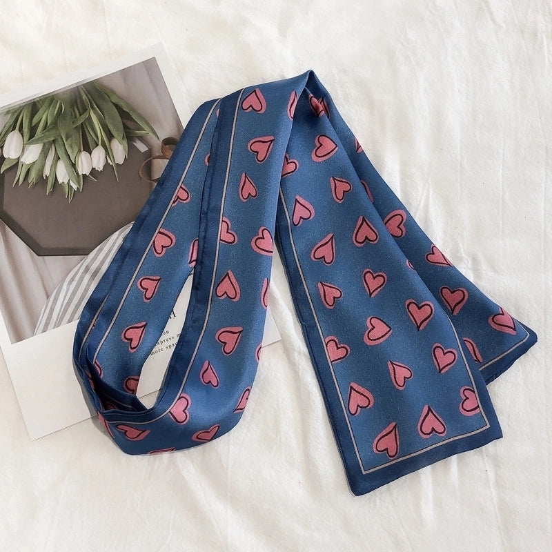 Women's Elegant Sweet Heart Shape Satin Printing Silk Scarf