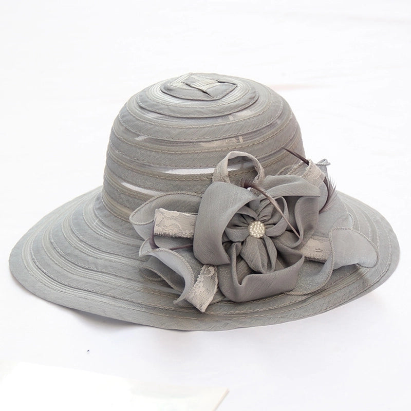 Women's Fashion Solid Color Flowers Flat Eaves Sun Hat
