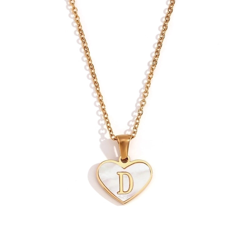 Minimalist Letter Heart Shape 304 Stainless Steel Shell Plating Pendant Necklace