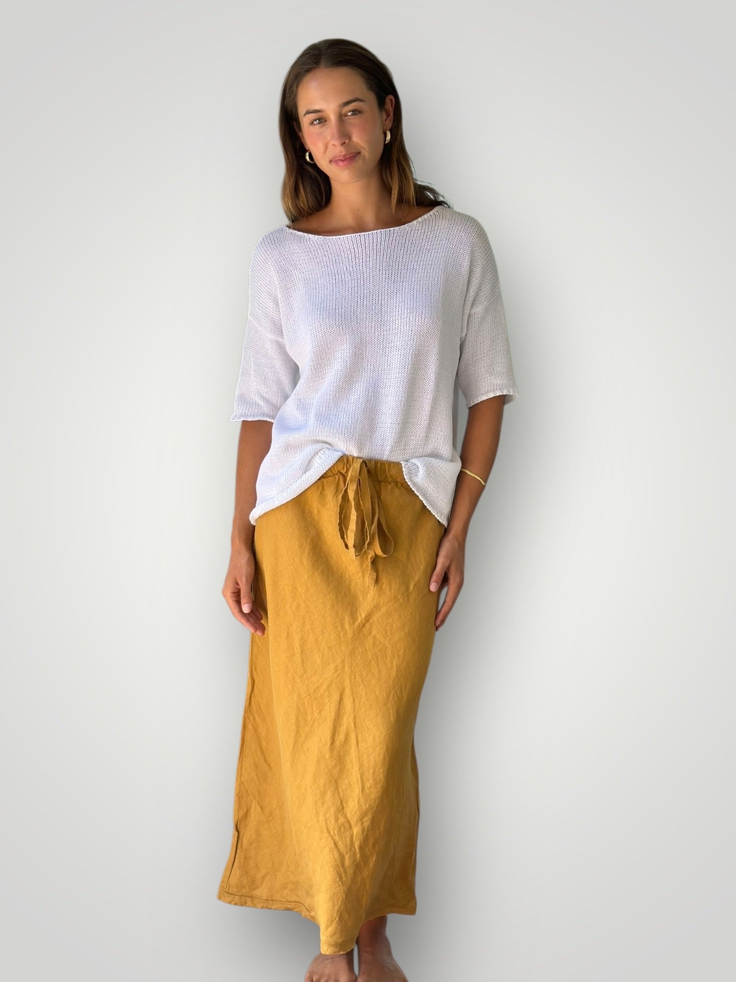 anthea skirt-turmeric linen