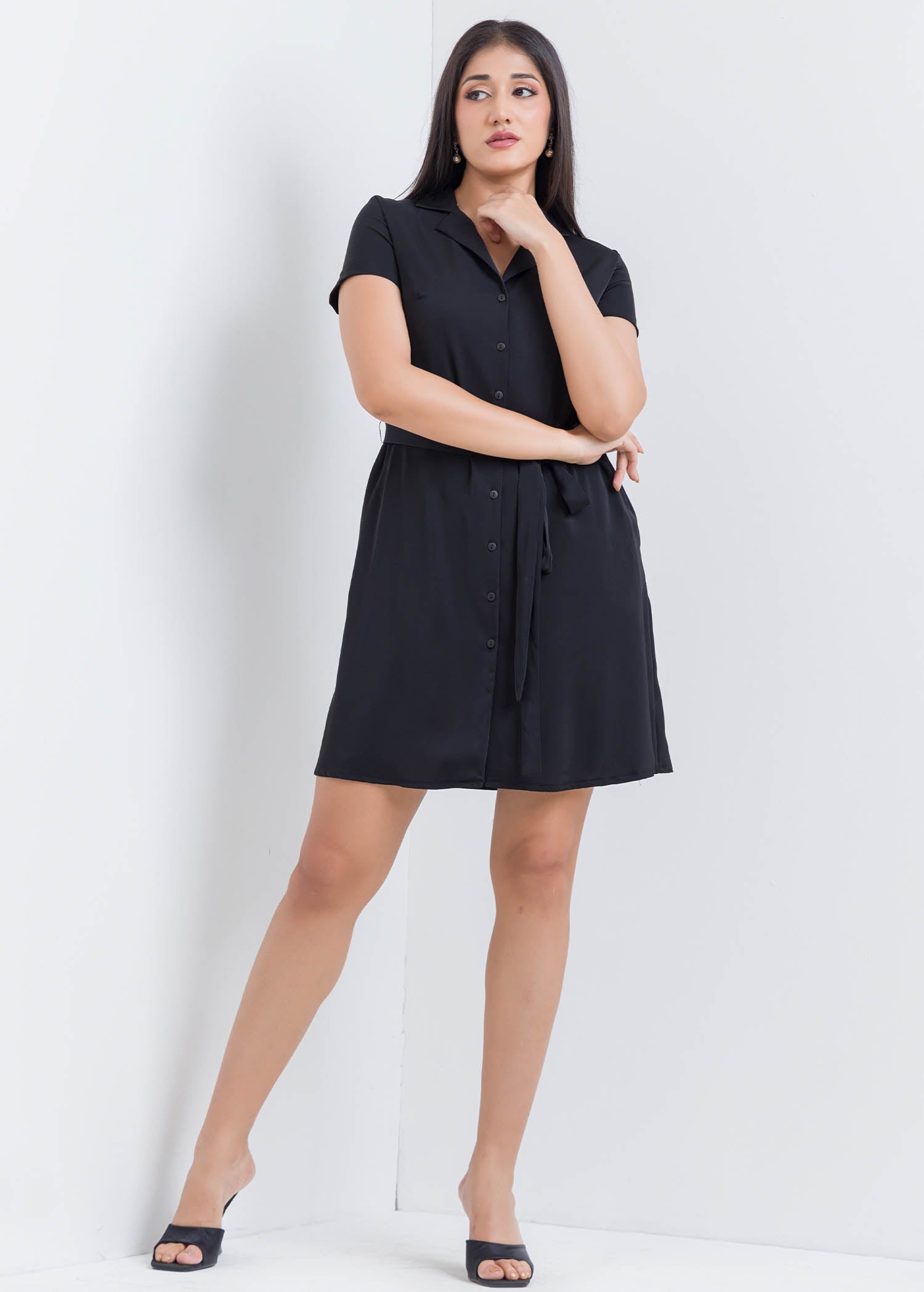 Cuban Collar Shirt Dress